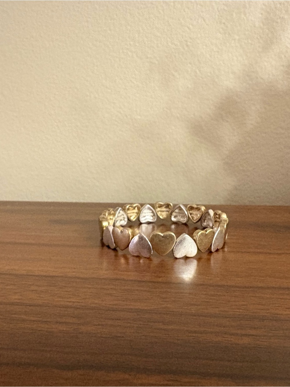 Two-Tone Heart Stretch Bracelet - Gold & Silver Women’s Jewelry